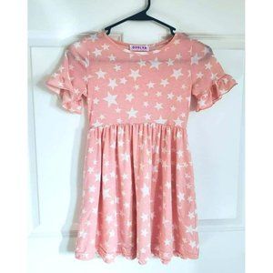 Gorlya Girls Pink Dress with Stars Short Sleeve Size 7-8